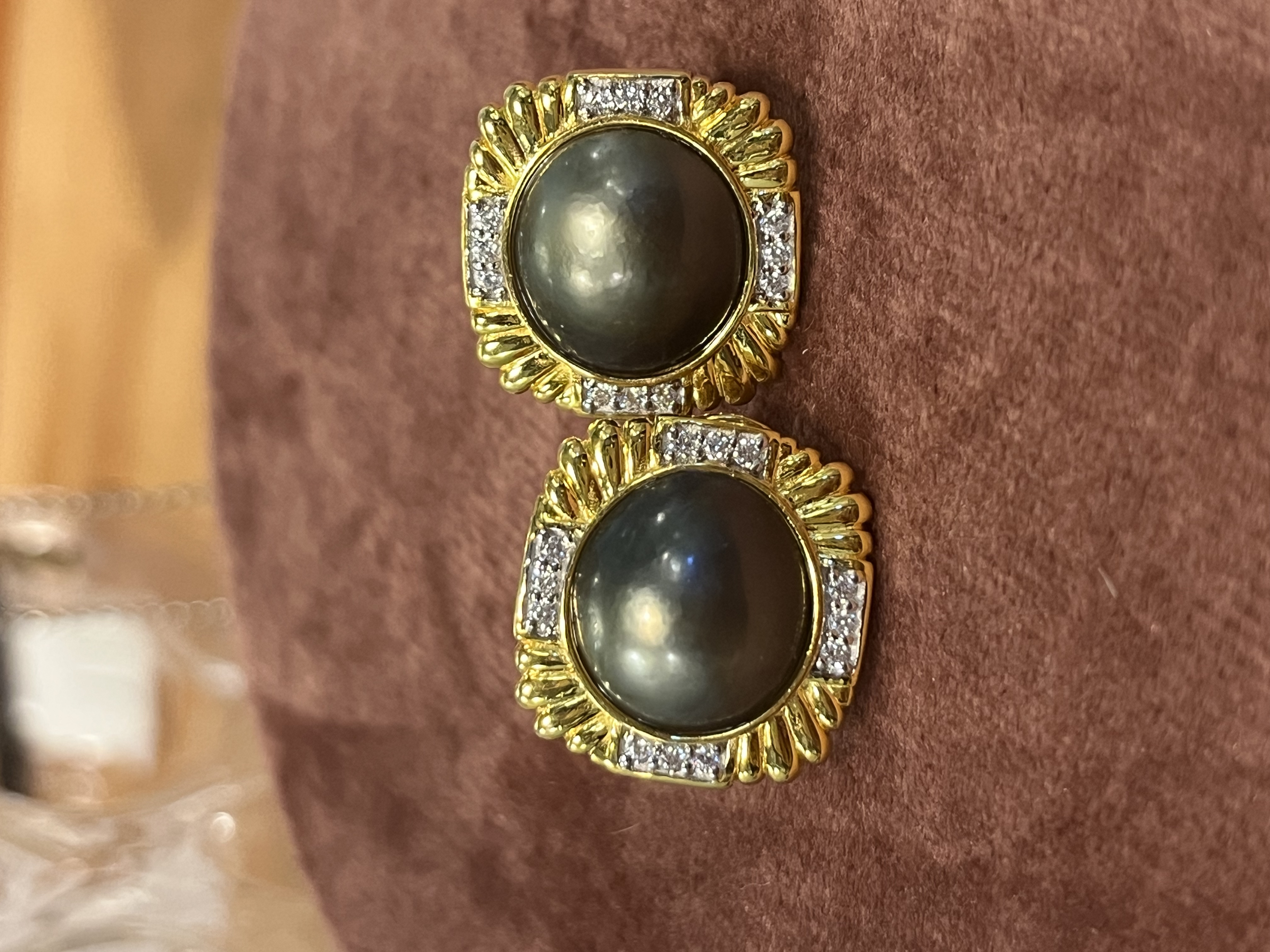 Retro antique vintage natural Tahitian pearl earrings