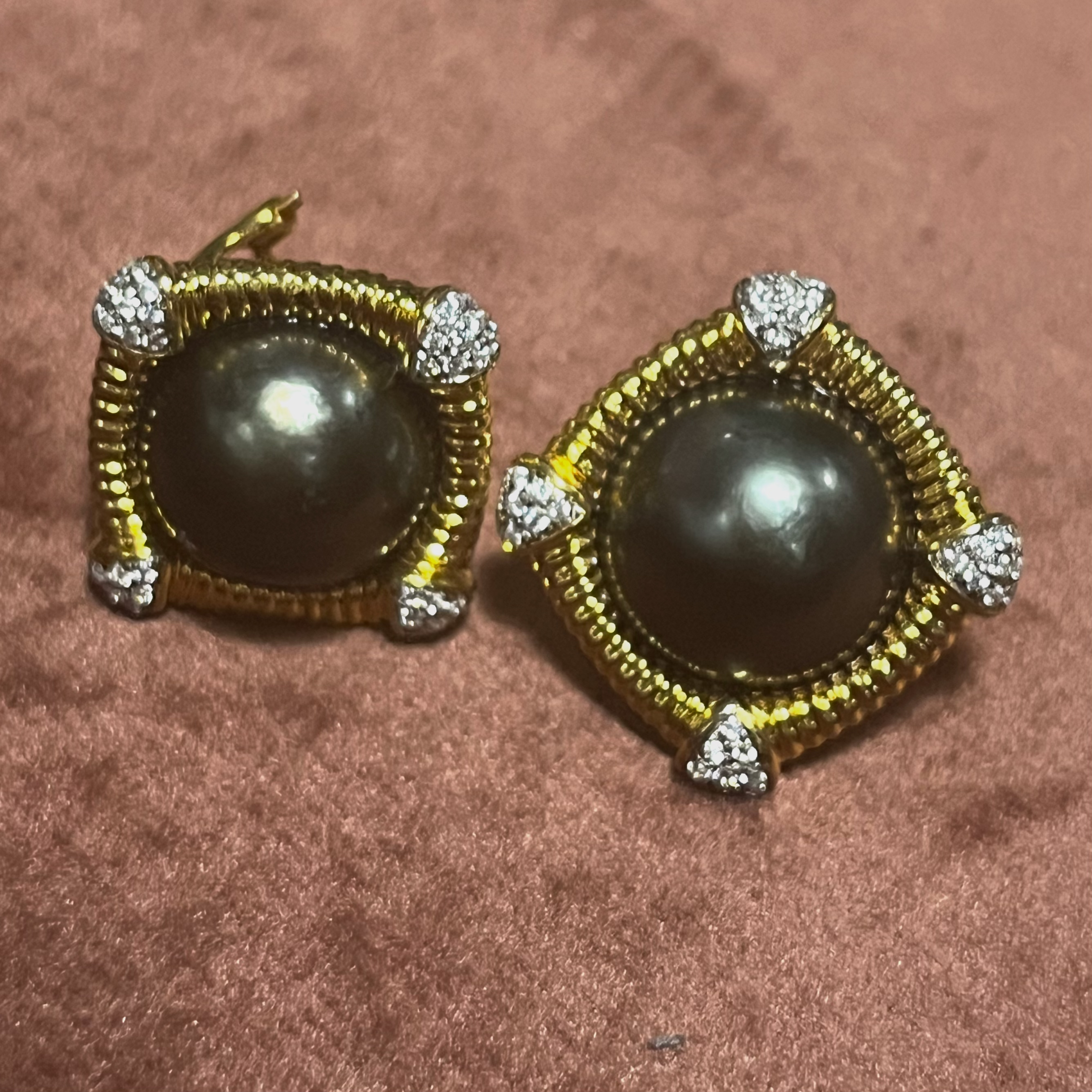 Classic palace style natural Tahitian pearl earrings