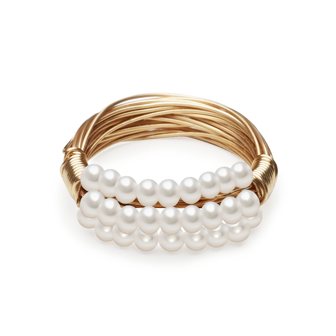 French Fashion Natural Freshwater Pearl Ring (Gold)