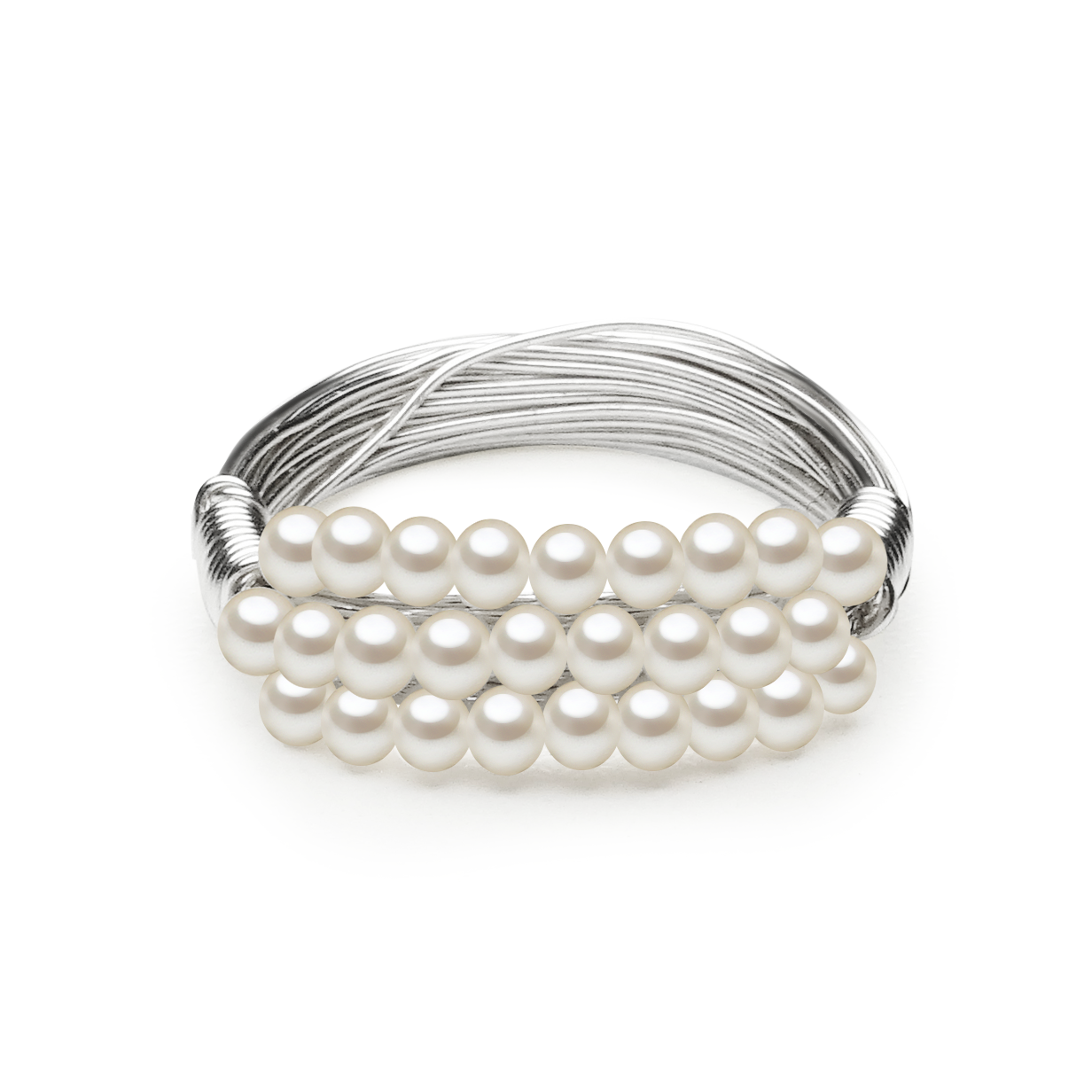 French Fashion Natural Freshwater Pearl Ring (Silver)