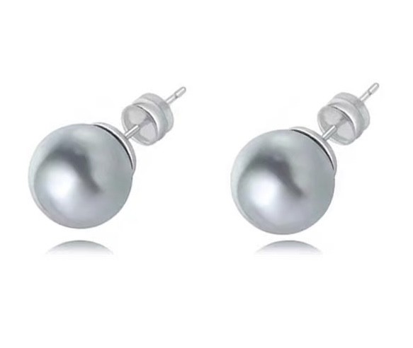 Classic natural pearl earrings (blue gray) - Image 1