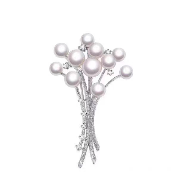 Natural freshwater pearl bouquet brooch