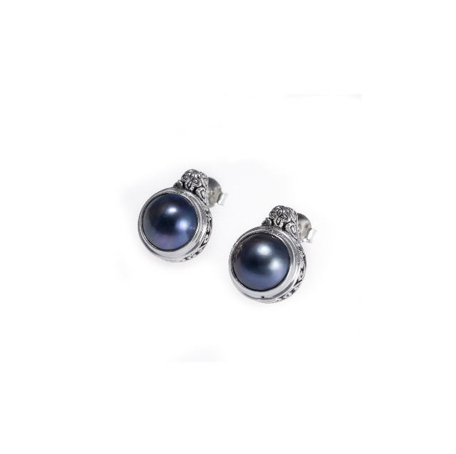 Sun and Moonlight Stud Earrings (Blue and White) - Image 1