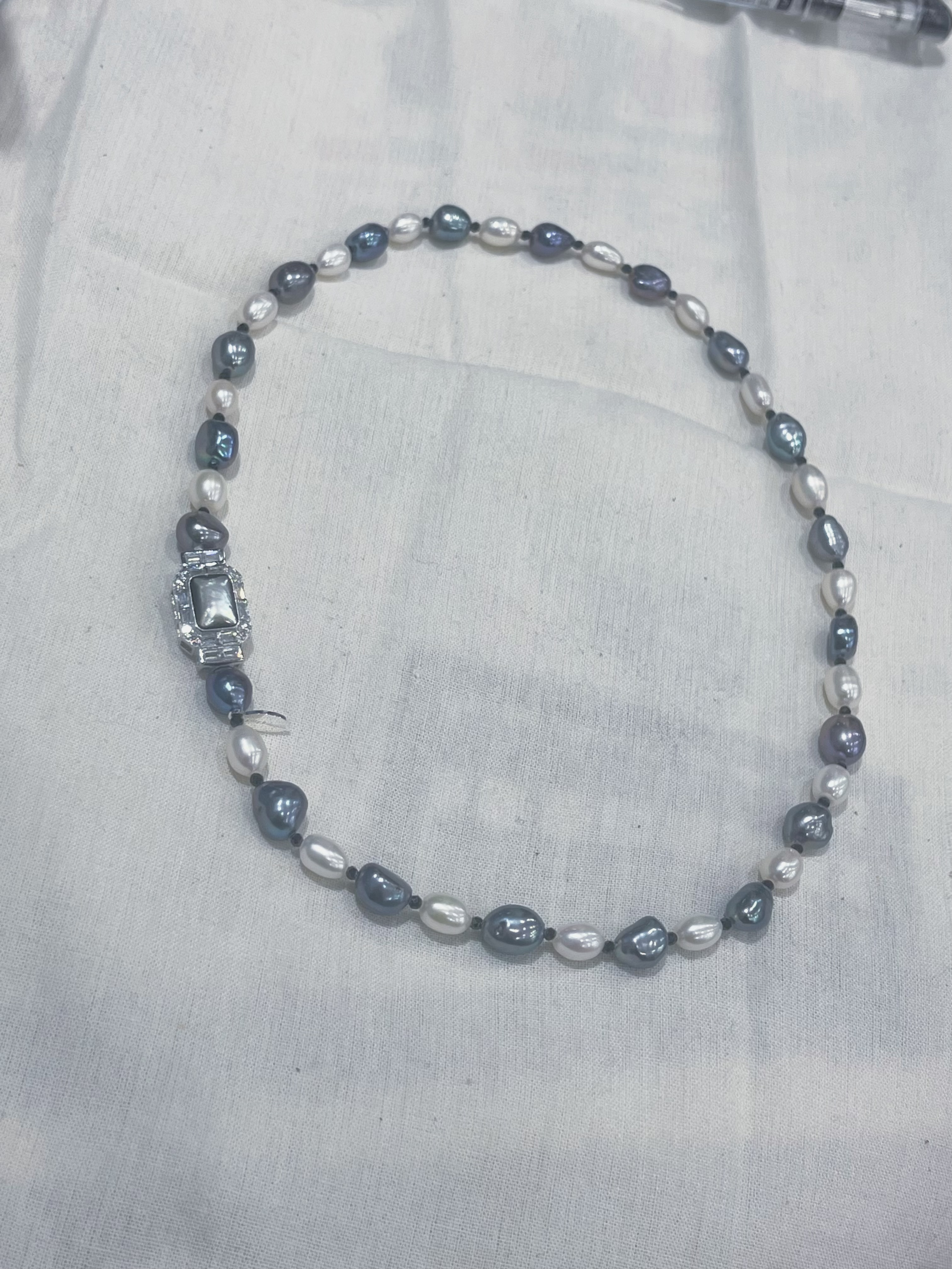 Colorful Baroque Classic Black and White Necklace