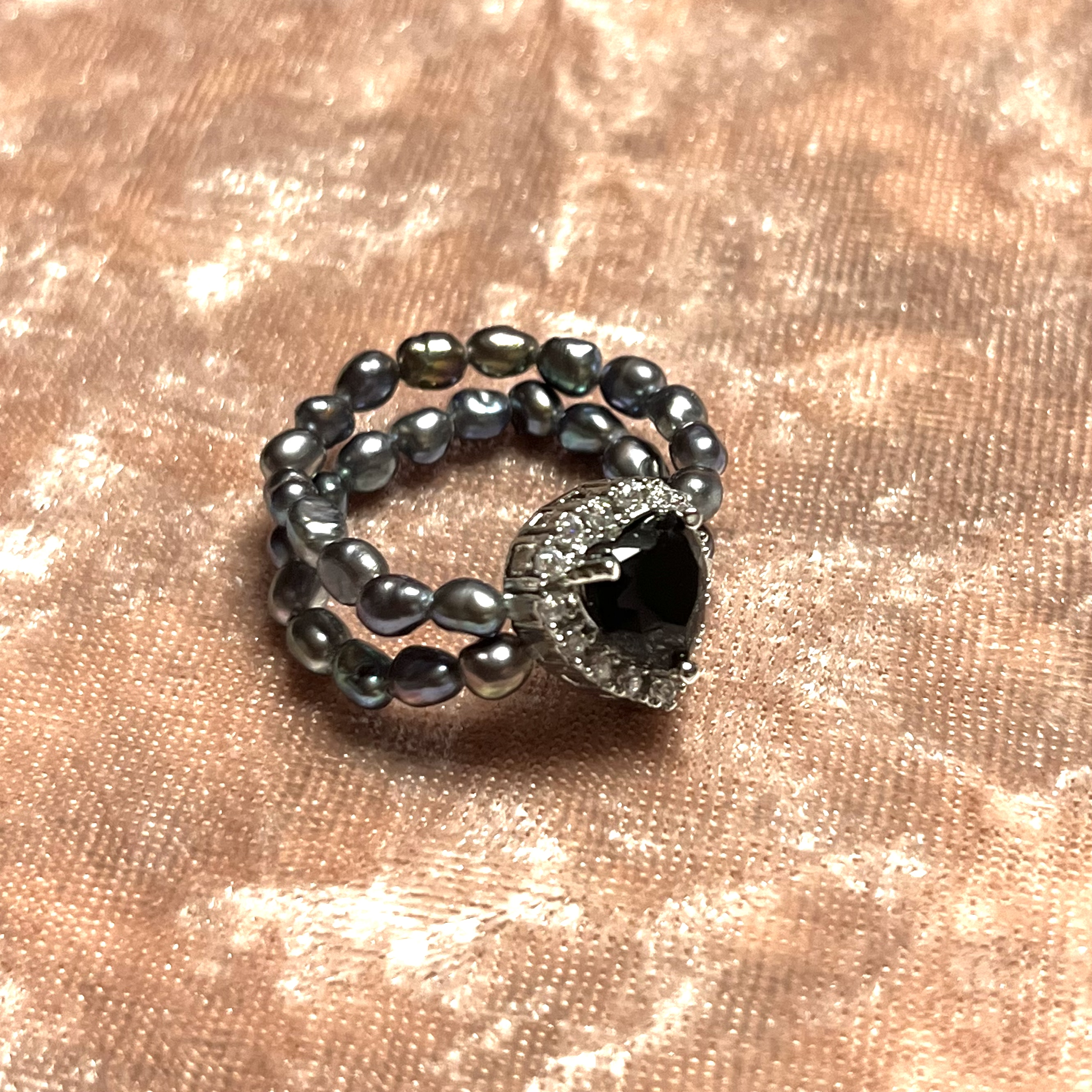 Heart of Spades and Black Pearl "Full of Diamonds" Ring