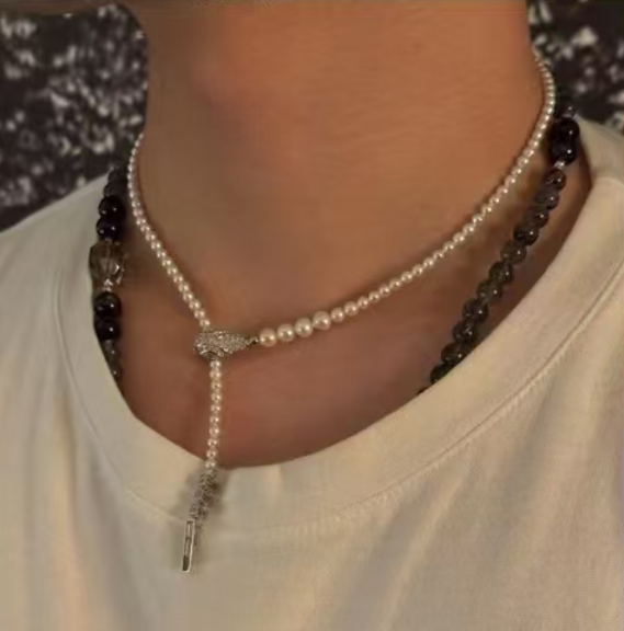 French natural freshwater pearl smart necklace 45CM (silver)