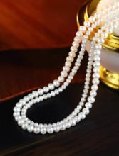 Queen of England Retro Style Double Layer Natural Pearl Clavicle Chain (Gold)