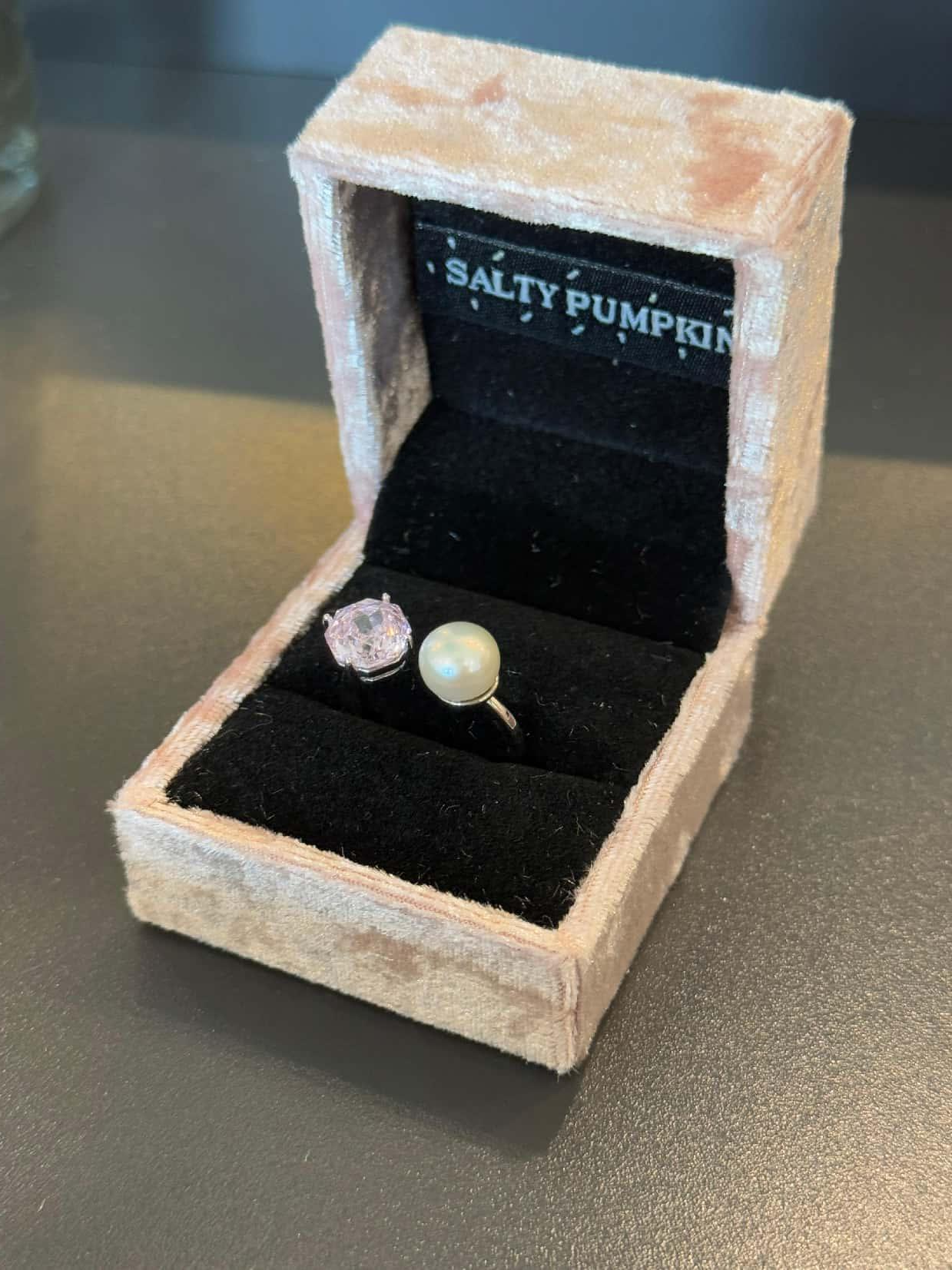 Peony flower pearl ring