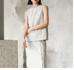 Linen sleeveless three-dimensional silhouette top white