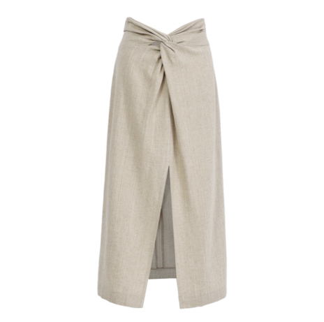 Beach skirt with knot front slit in apricot color