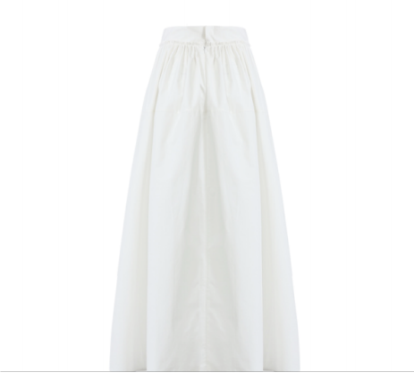 French pin pleat high waist umbrella skirt white
