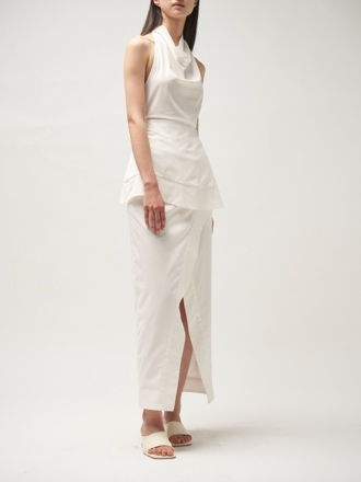 One-piece lace-up skirt in white