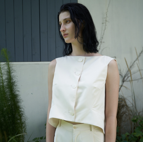 Off-the-shoulder sleeveless top in white
