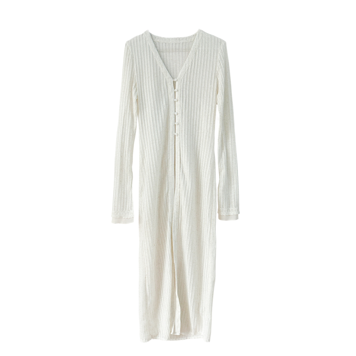 Slim-fitting striped three-dimensional flower decorated long coat beige