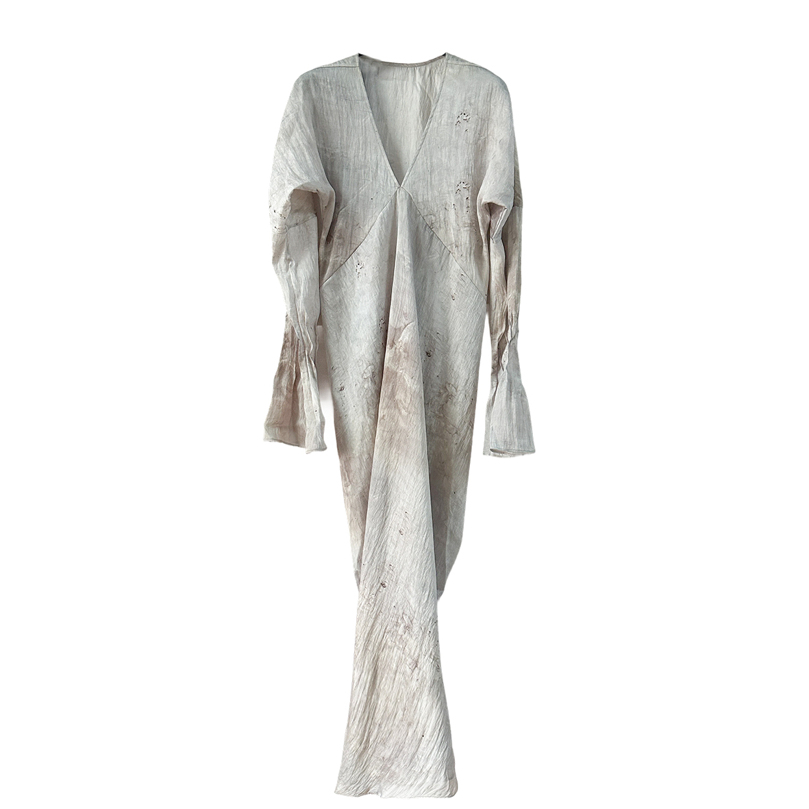 Original plant-dyed printed draped v-neck pink dress pink