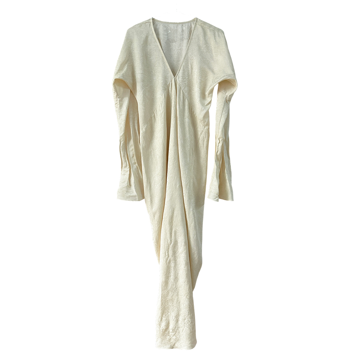 White dark pattern jacquard three-dimensional cutting v-neck white dress white