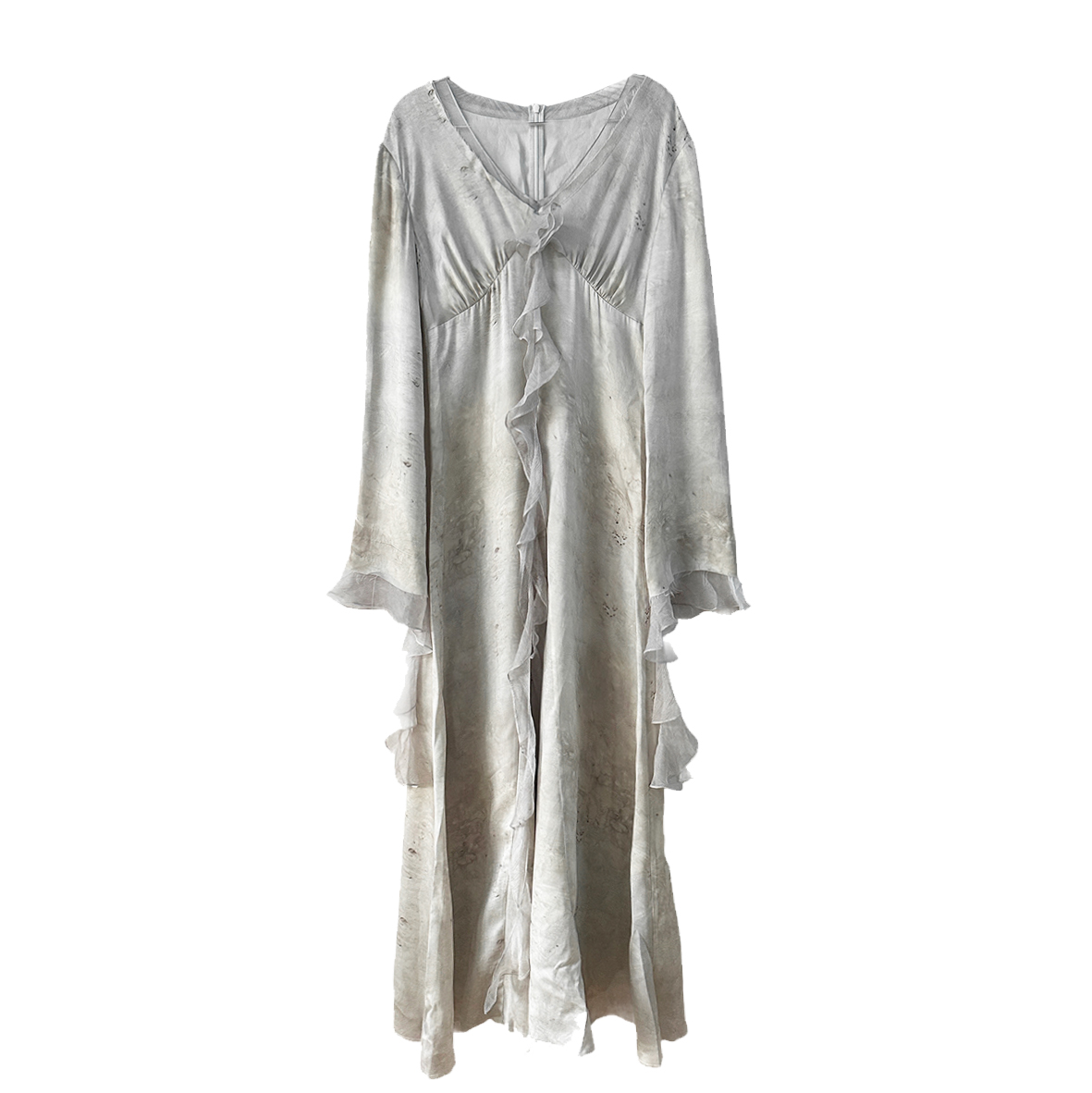 Original plant-dyed cupro silk printed spliced silk three-dimensional cut slim dress pink