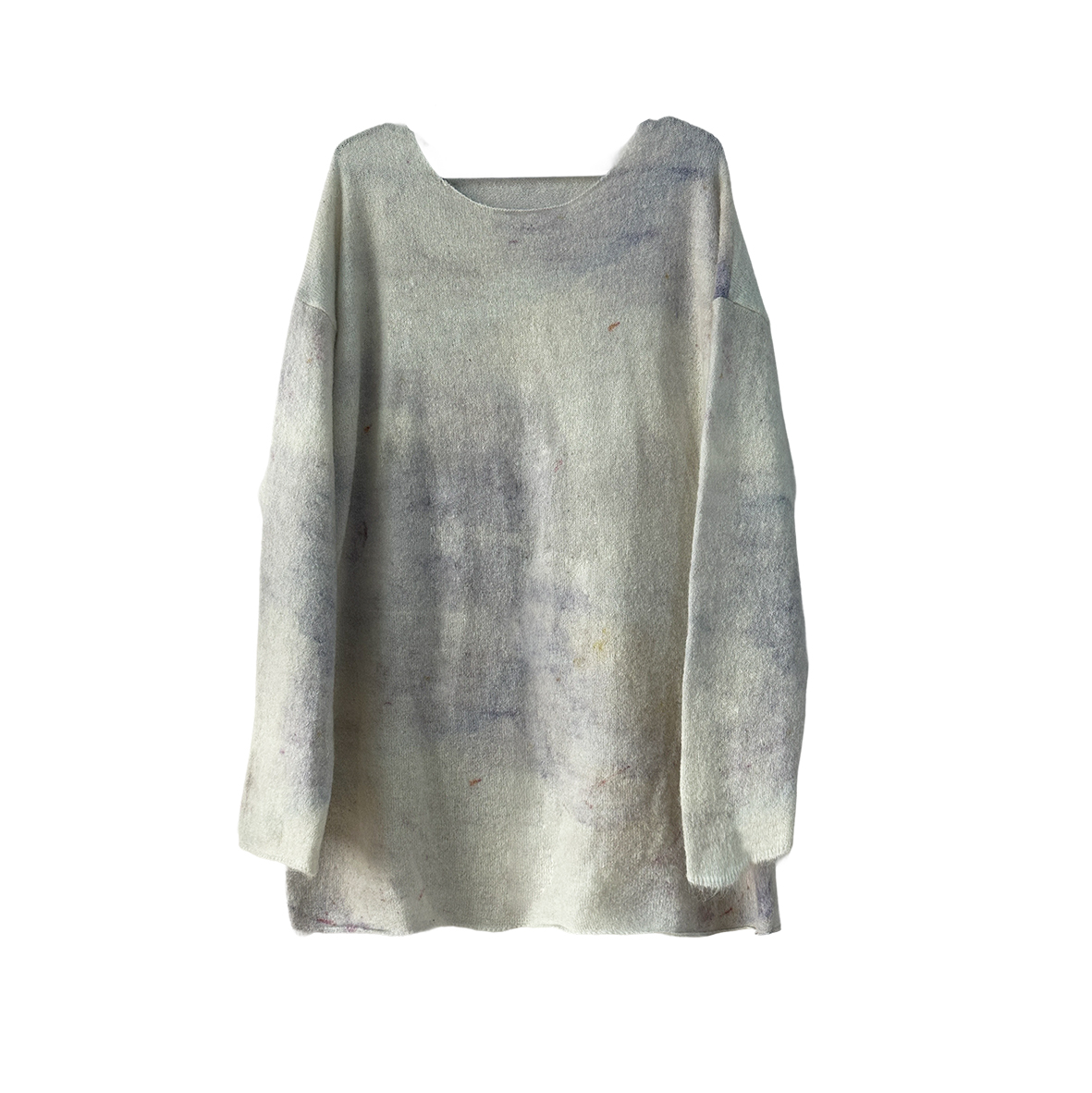 Original plant-dyed printed mohair loose pullover sweater pattern