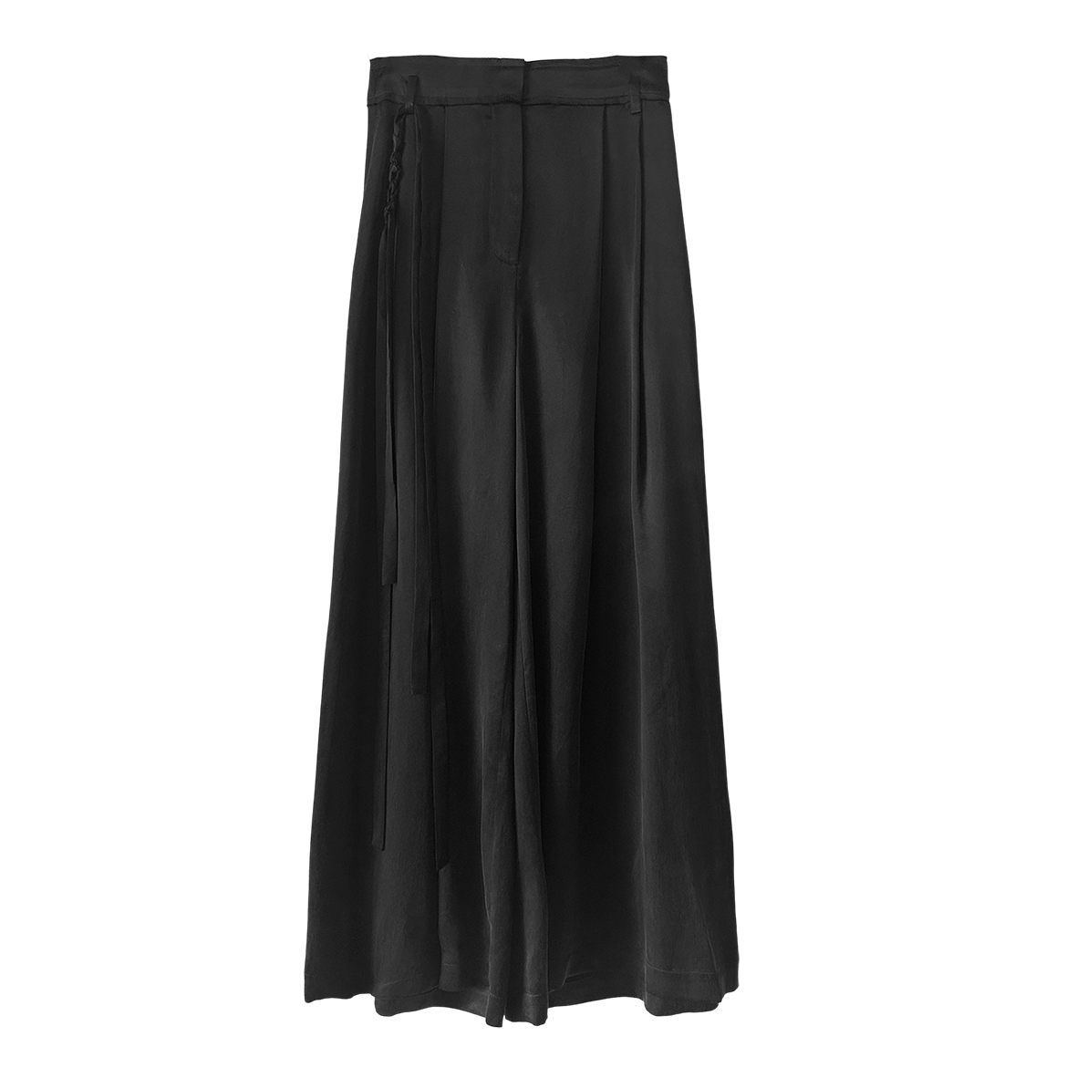 Cupro braided belt black wide leg pants black