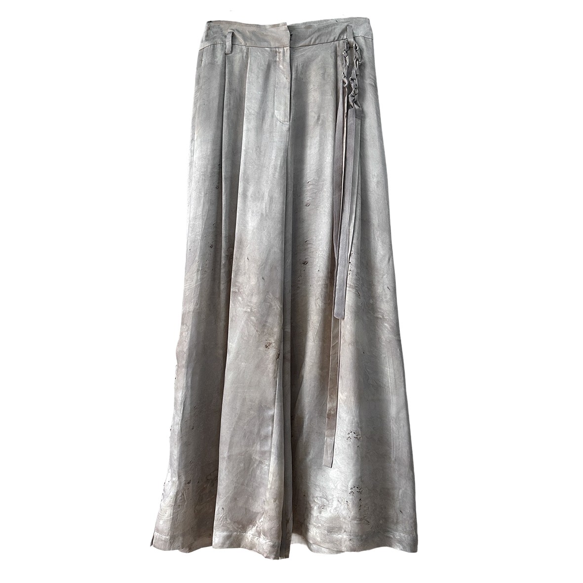 Original plant-dyed printed cupro braided belt pink wide-leg pants pink