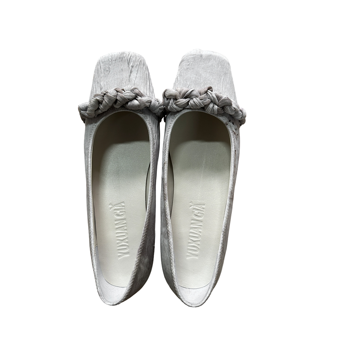 Original grass-dyed Tencel printed leather woven decorative ballet shoes
