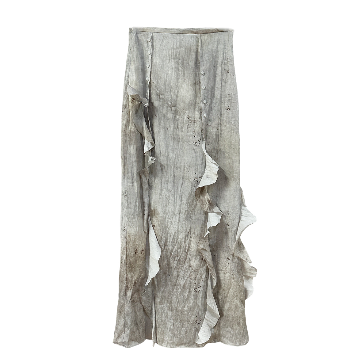 Original plant-dyed printed three-dimensional cut ruffled long pink skirt pink