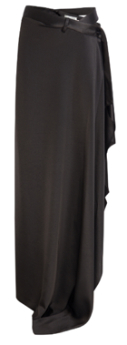 Black geometric offset waist long skirt