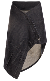 Black denim jeans deconstructed low waist short skirt