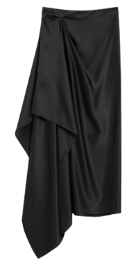 Black geometric asymmetrical glossy skirt (bright)