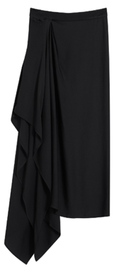 Black geometric asymmetrical matte skirt