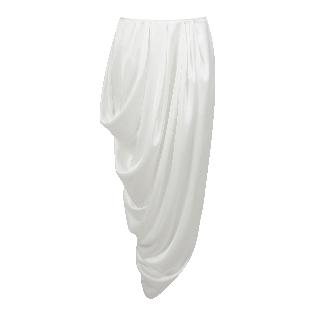 White satin deconstructed pleated skirt