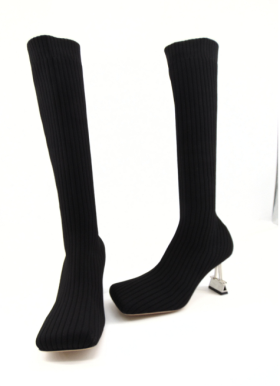 Black Black long swallowtail clip sock boots Binder clip heel sock long boots