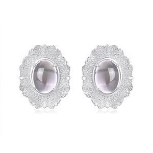 White crystal oil painting earrings