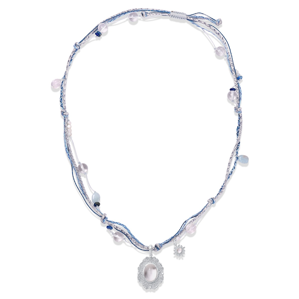 Flower braided long necklace Qingshan