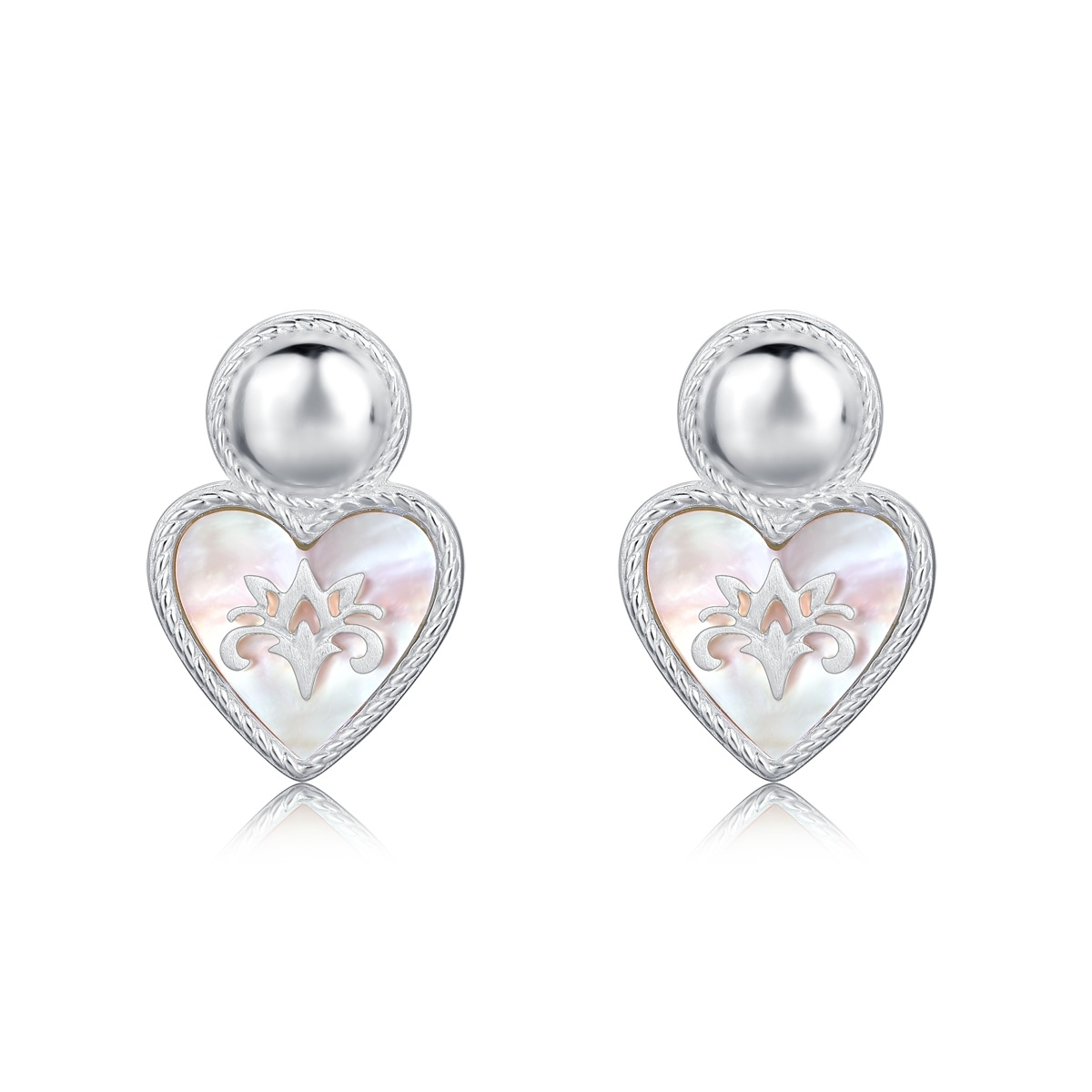 Spring pink shell love earrings