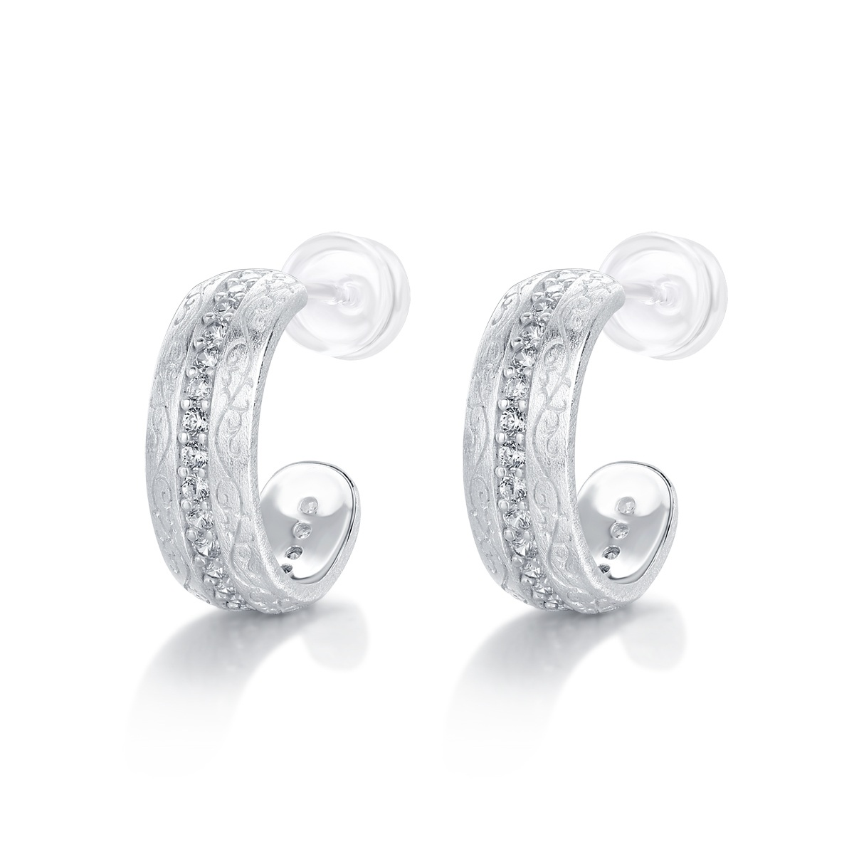 Curly grass carved earrings
