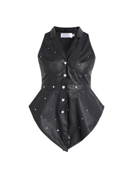Obsidian edge linen
Waxed Pearl Swallowtail Vest Black