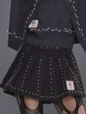 Beaded tweed pleated skirt