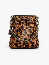 Mini Pebble Bag heavy chain drawstring bag leopard print