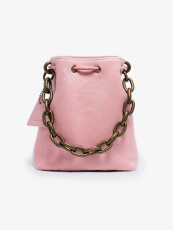 Mini Pebble Bag heavy chain drawstring handbag pink