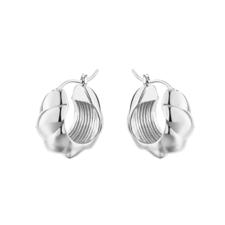 Simple series ridged twist earrings white gold large - Image 1