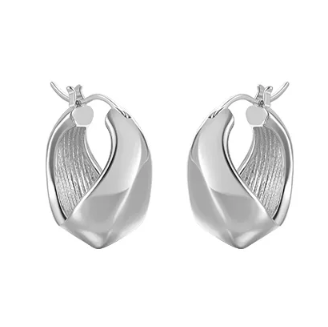 Simple series twist earrings white gold large size - Image 1