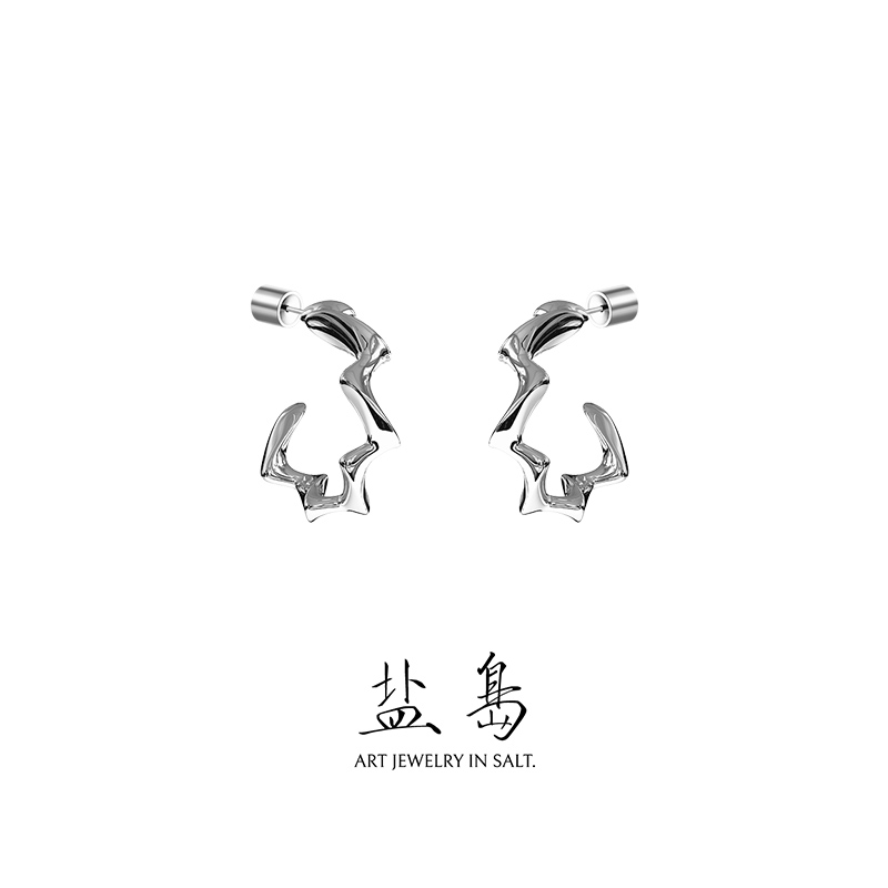 Menglong series large earrings white gold
