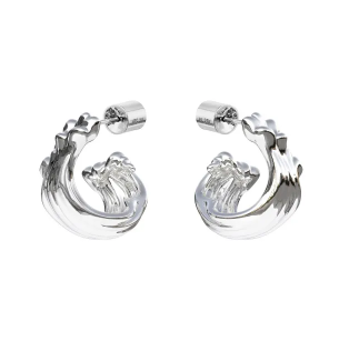 Boiling Series Turbulent Pattern Large Earrings White Gold - Image 1