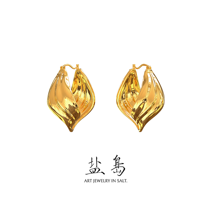 Bianzhou series twisted earrings gold