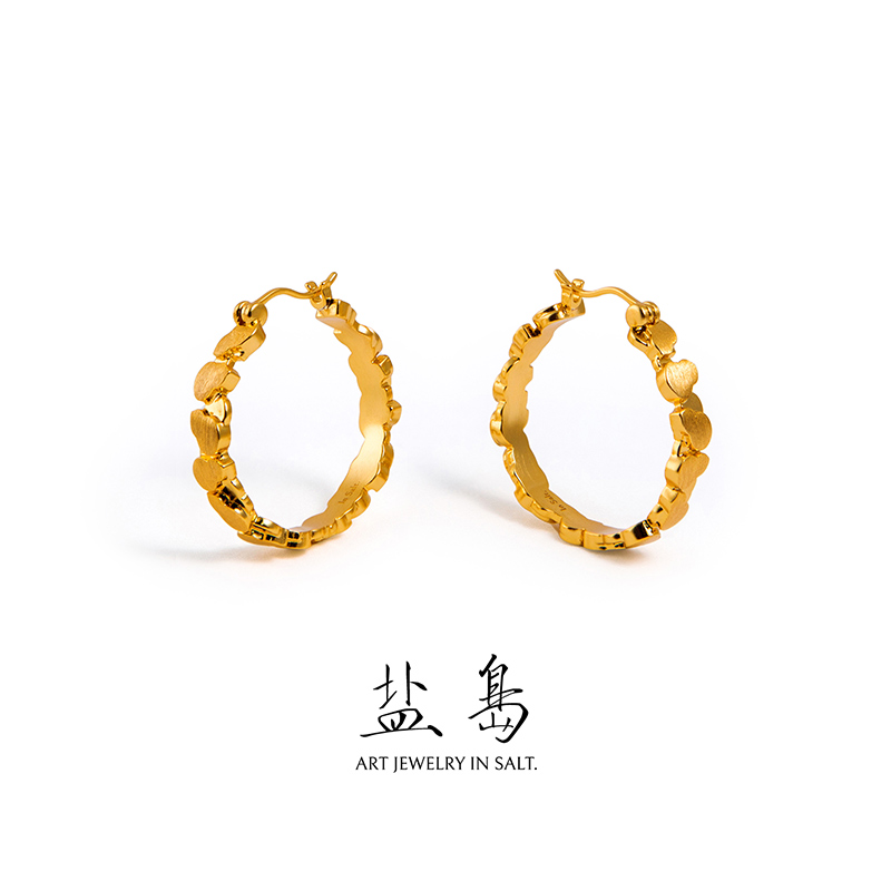 Gourd Series Brushed Gourd Single Layer Earrings Gold - Image 1