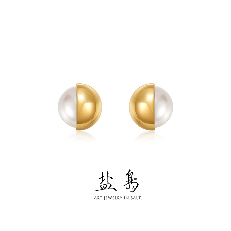 Polar series single bead earrings gold