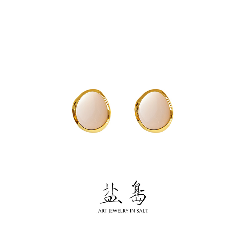 Solar term series white dew white jade earrings large