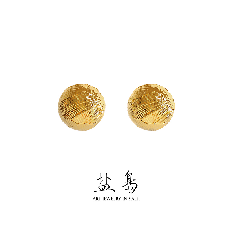Oil painting series brushstroke hemisphere earrings gold