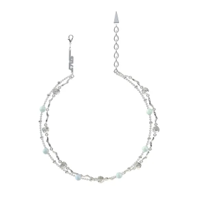 Boiling Turbulent Series Turbulent Pattern Double Layer Necklace White Gold Aquamarine - Image 1